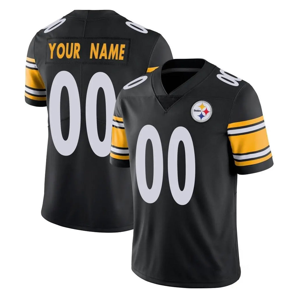 McAdo Custom P.Steelers Black Limited Vapor Untouchable Home Game Any Name & Numbers Stitched Jerseys