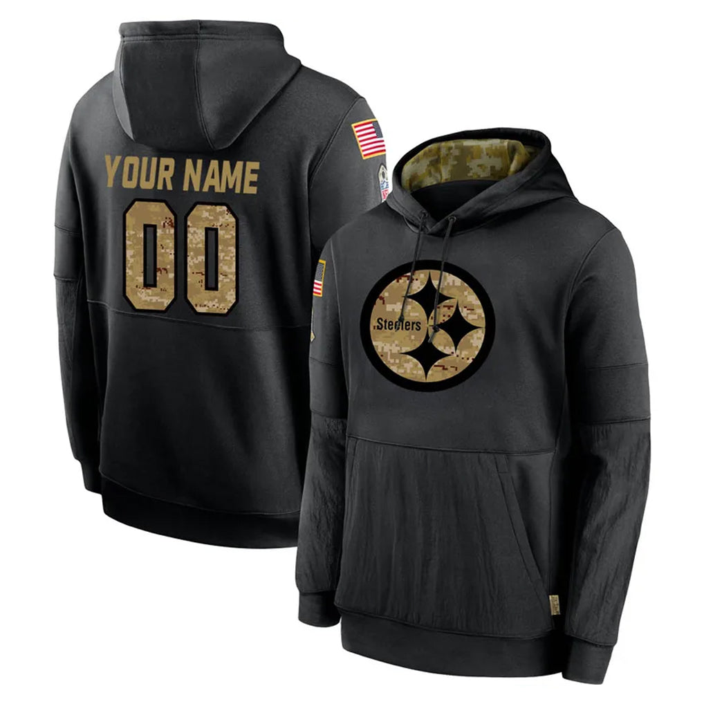 McAdo Custom P.Steelers Black Salute to Service Hoodies Limited Game Any Name & Numbers Stitched Jerseys
