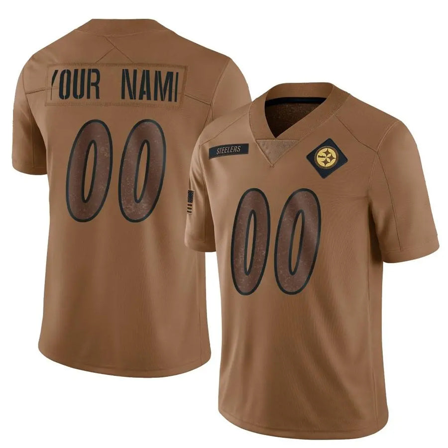McAdo Custom P.Steelers Brown Salute To Service Limited Stitched Jerseys