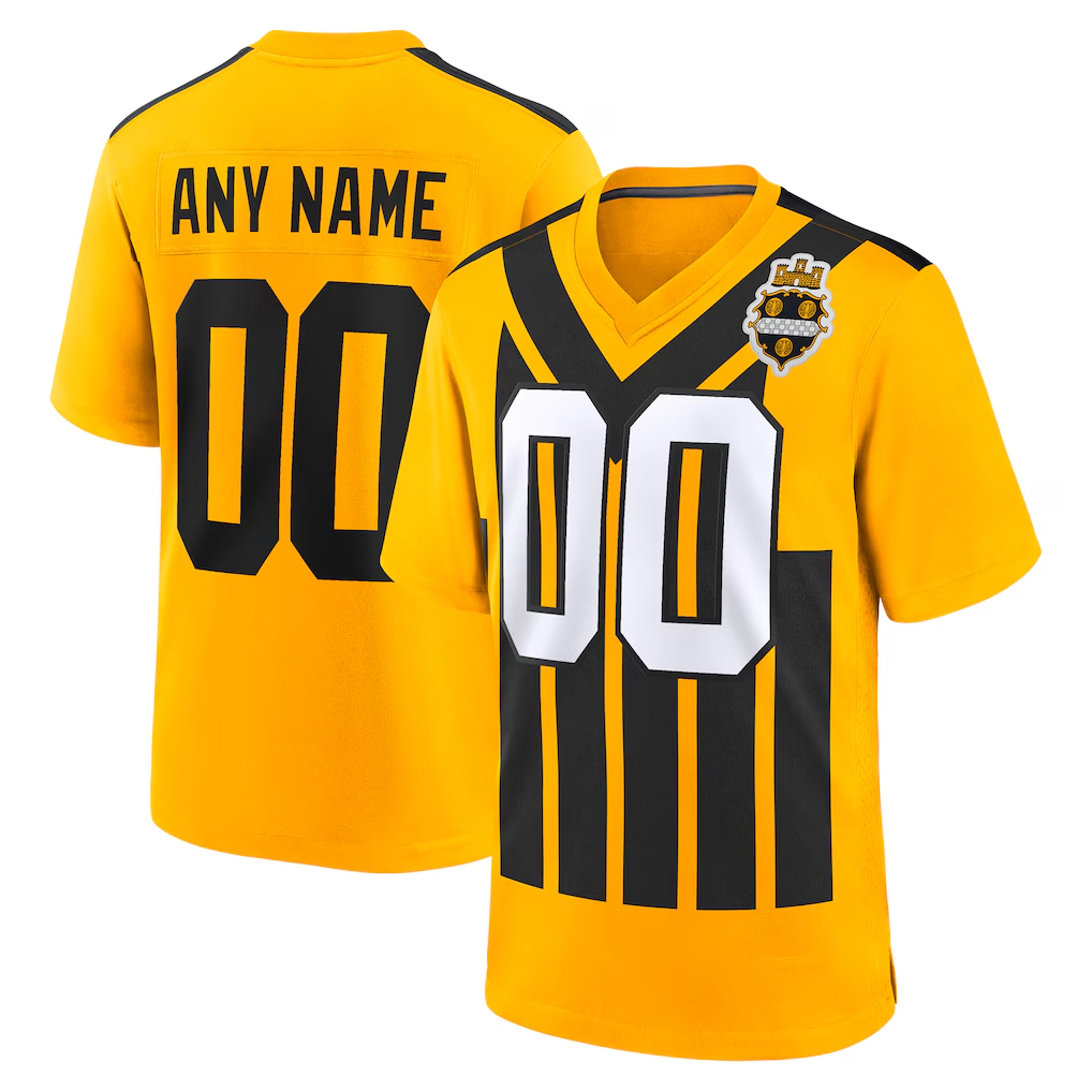 McAdo Custom P.Steelers Gold Alternate 1933 Throwback Game Stitched Jerseys