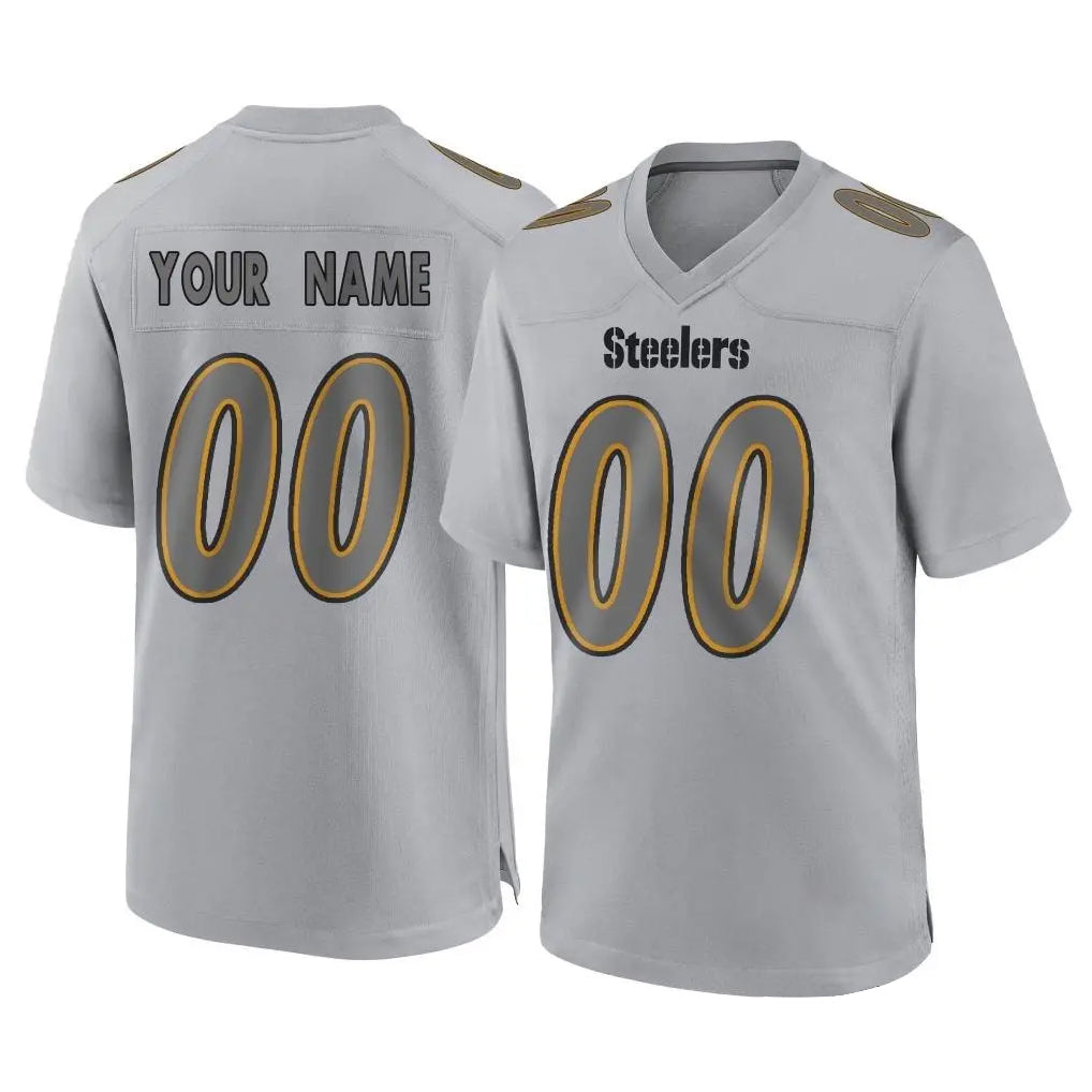 McAdo Custom P.Steelers Gray Atmosphere Fashion Home Game Any Name & Numbers Stitched Jerseys