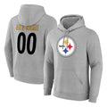 McAdo Custom P.Steelers Gray LOGO Pullover Hoodies Limited Any Name & Numbers Stitched Jerseys