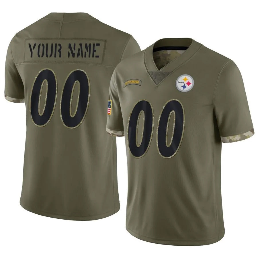 McAdo Custom P.Steelers Salute To Service Limited Olive Stitched Jerseys