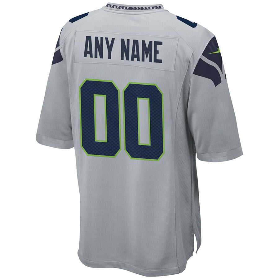 McAdo Custom S.Seahawks Gray Alternate Game Stitched Jerseys