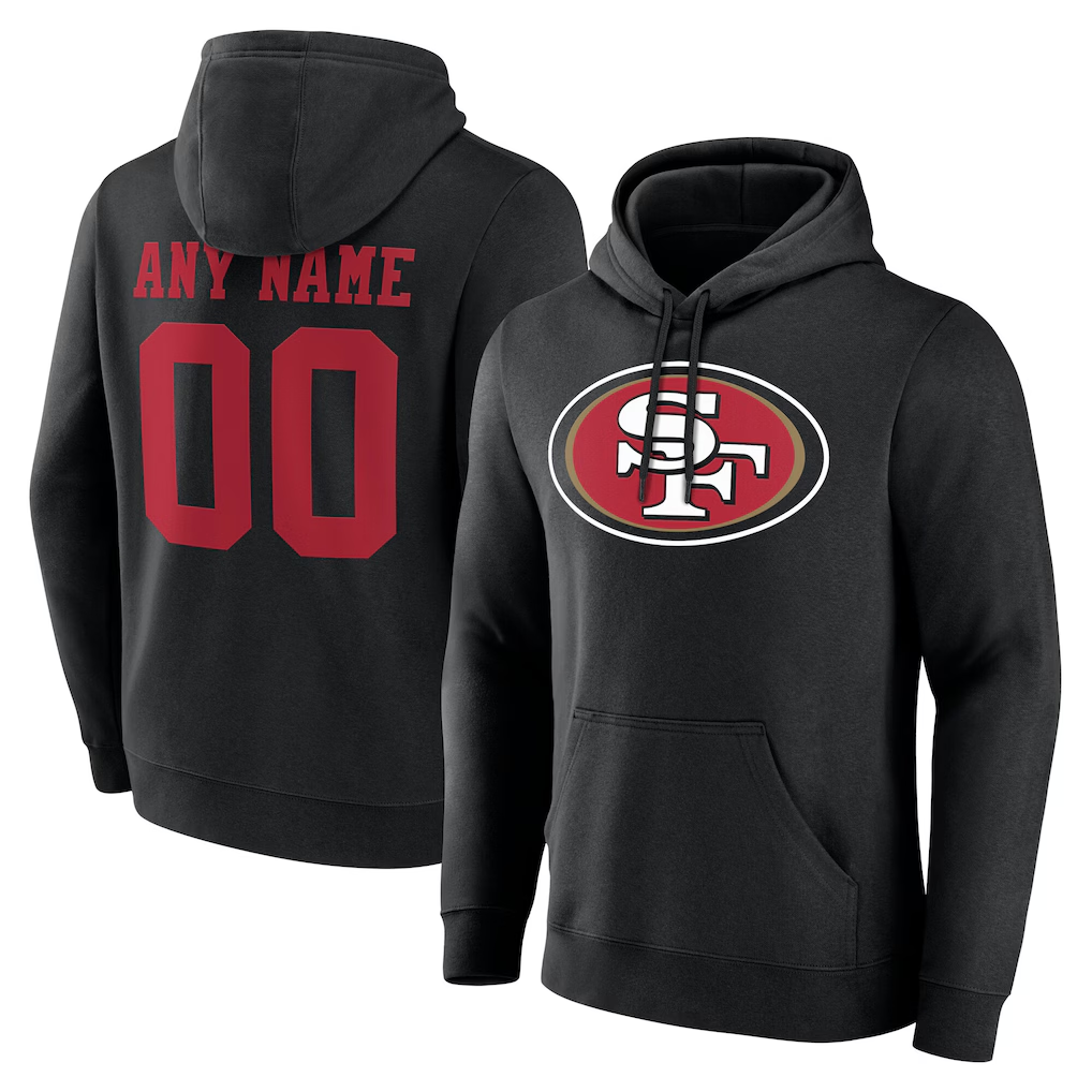 McAdo Custom SF.49ers Black Team Authentic Personalized Name & Number Hoodie Stitched Jerseys