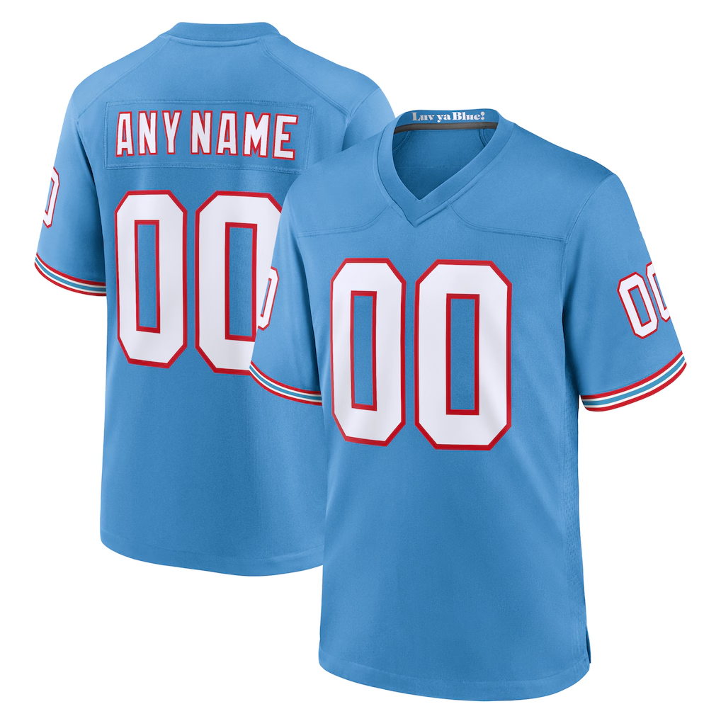 McAdo Custom T.Titans  Light Blue Oilers Throwback Game Stitched Jerseys