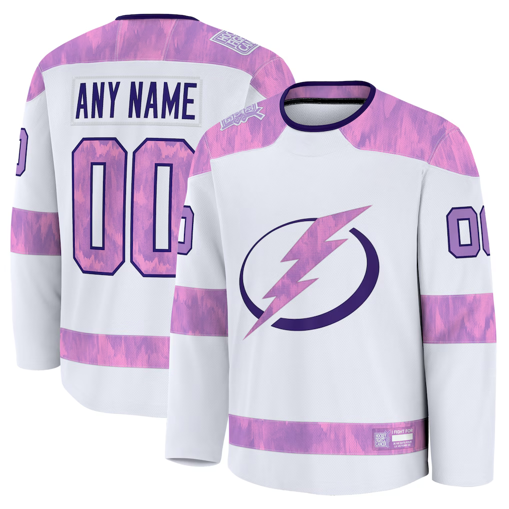 McAdo Custom TB.Lightning White 2024 Hockey Fights Cancer Practice Jerseys
