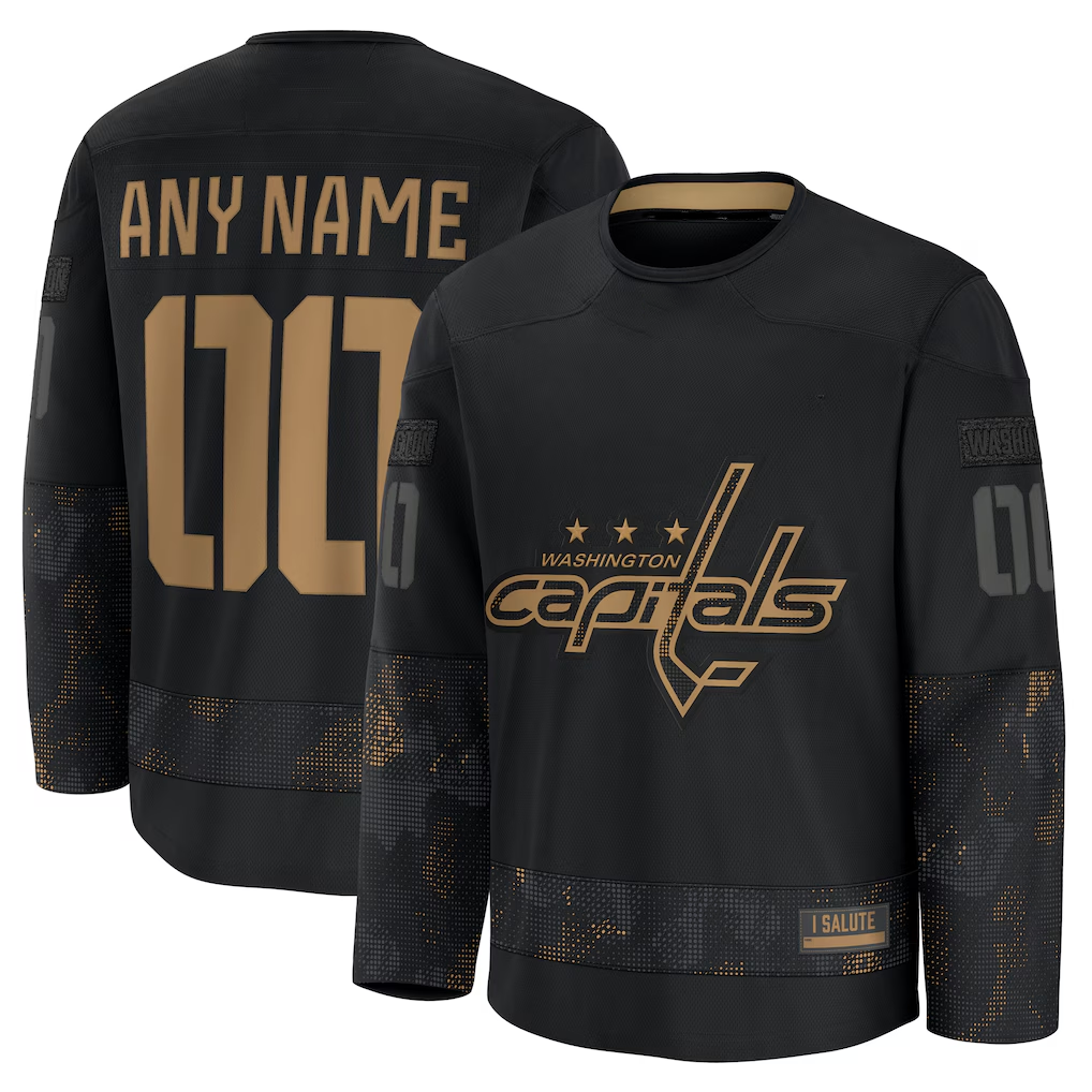 McAdo Custom W.Capitals Black 2024 Military Appreciation Practice Jerseys