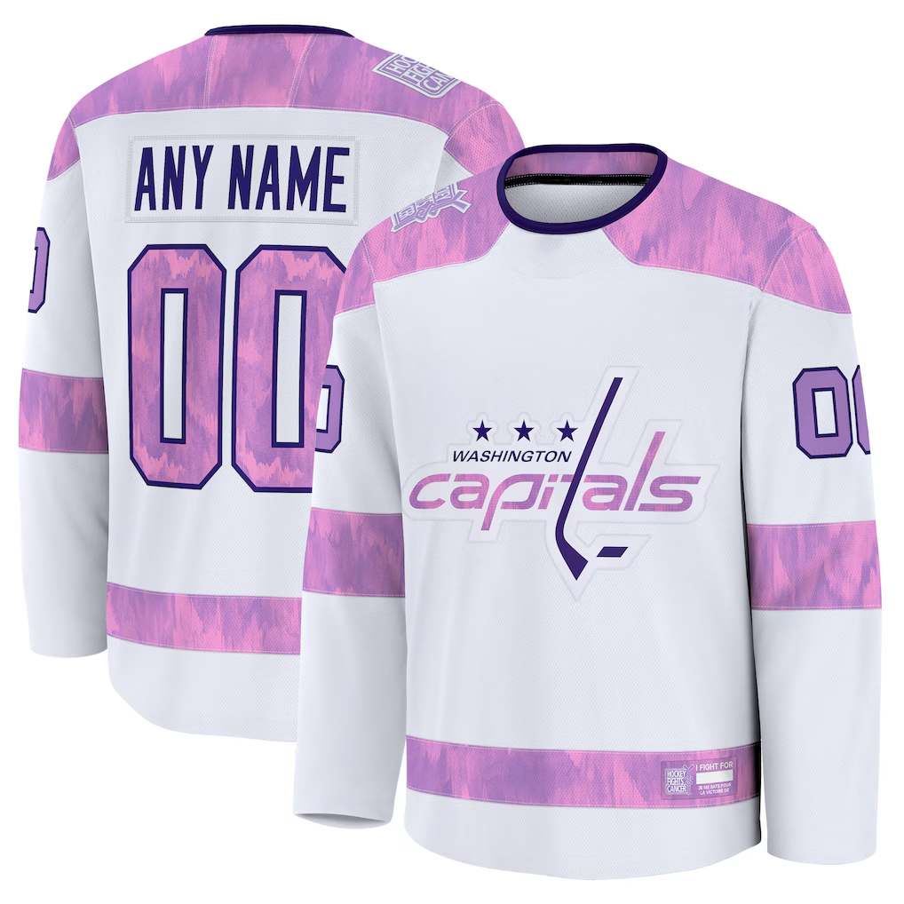 McAdo Custom W.Capitals White 2024 Hockey Fights Cancer Practice Jerseys