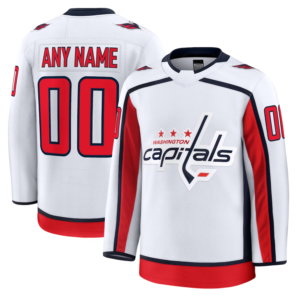 McAdo Custom W.Capitals White Away Premium Jerseys