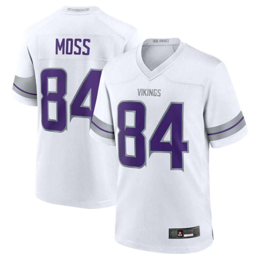 McAdo MN.Vikings #84 Randy Moss White Alternate Retired Player Game Jersey American Stitched Jerseys