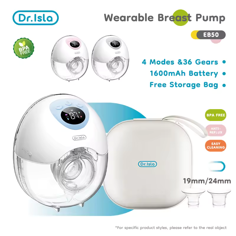 McAdo Electric Breast Pump Bule 4 Modes 36 Suction Levels Hands Free Breast Pumps Milk Collector with 19/24mm Flange EB50