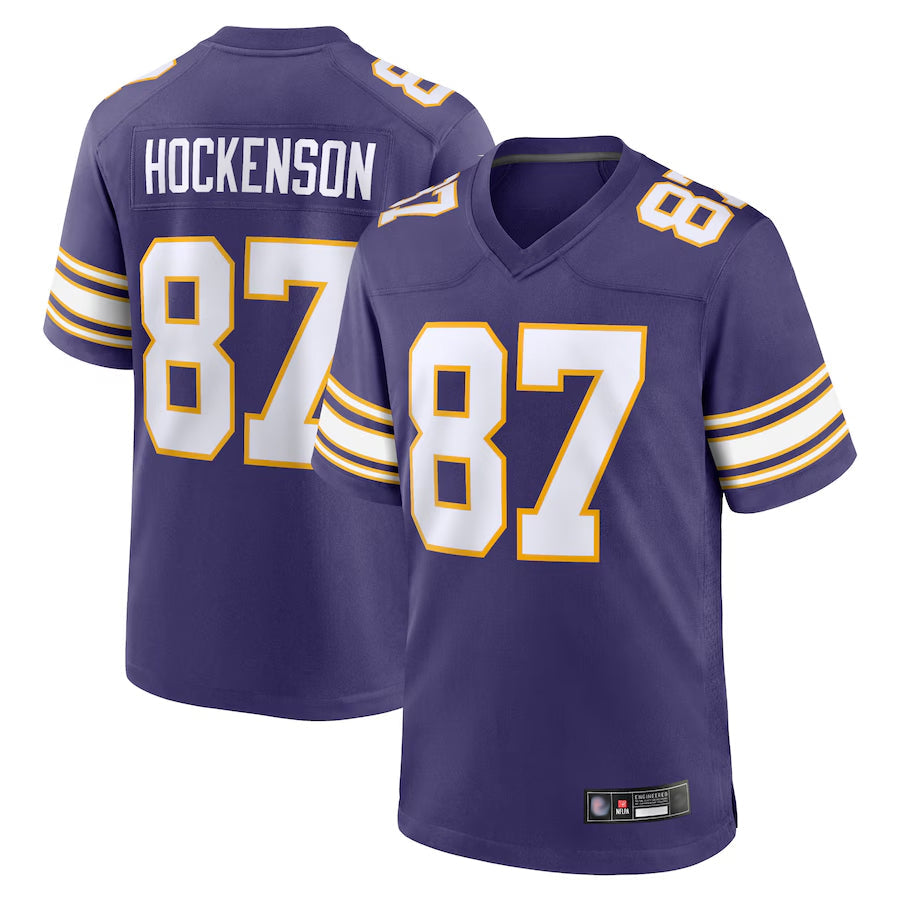 McAdo MN.Vikings Secondary Alternate Game Football Jerseys - Purple - #87 T.J. Hockenson Player Stitched Jerseys