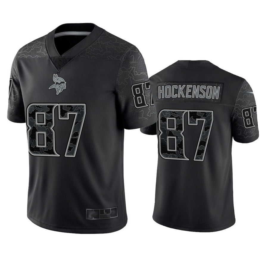 McAdo MN.Vikings #87 T.J. Hockenson Player Black REFLECTIVE Limited Stitched Jerseys
