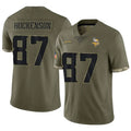 McAdo MN.Vikings #87 T.J. Hockenson Player Salute To Service Limited Olive Stitched Jerseys