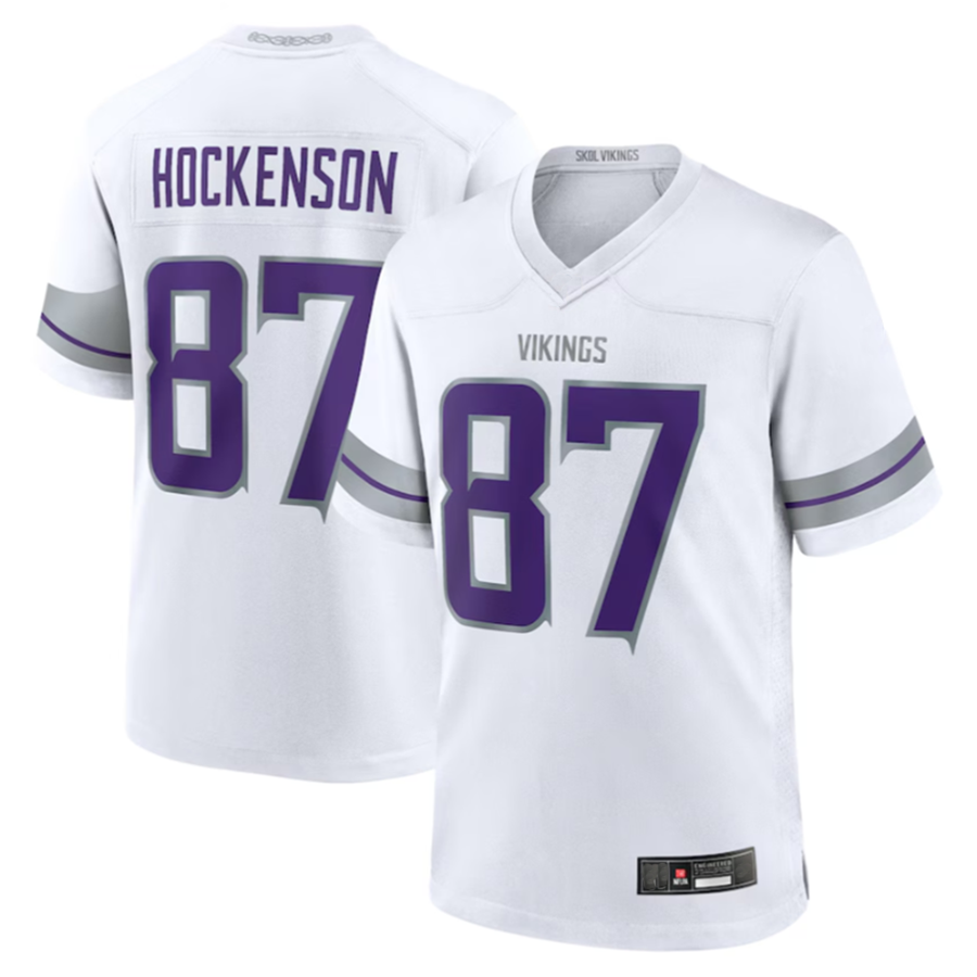 McAdo MN.Vikings #87 T.J. Hockenson Player White Alternate Game Stitched Jerseys