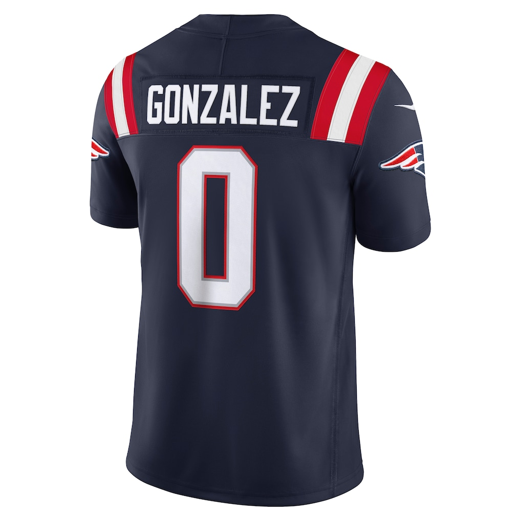 McAdo NE.Patriots #0 Christian Gonzalez Navy Team Vapor F.U.S.E. Stitched Limited Jerseys