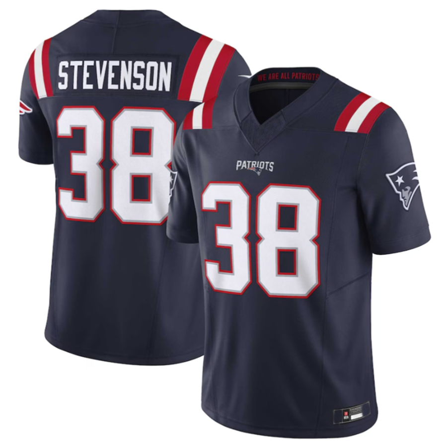 McAdo NE.Patriots #38 Rhamondre Stevenson Navy Vapor F.U.S.E. Limited Jersey American Stitched Jerseys
