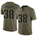 McAdo NE.Patriots #38 Rhamondre Stevenson Player Olive Salute To Service Limited Stitched Jerseys