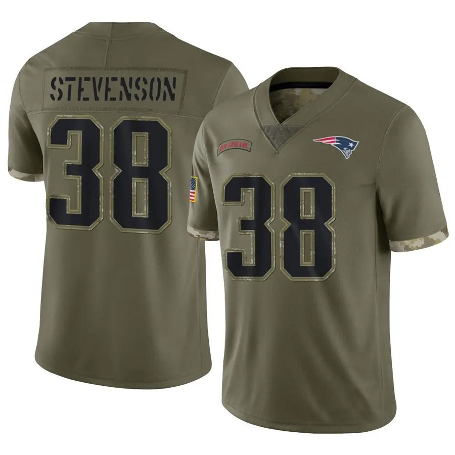 McAdo NE.Patriots #38 Rhamondre Stevenson Player Olive Salute To Service Limited Stitched Jerseys