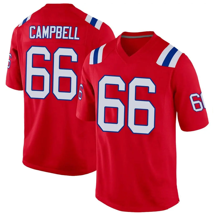 McAdo NE.Patriots #66 Will Campbell Player Red Home Game Stitched Jerseys