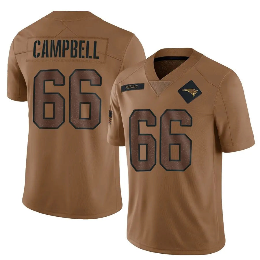 McAdo NE.Patriots #66 Will Campbell Player Salute To Service Limited Brown Stitched Jerseys