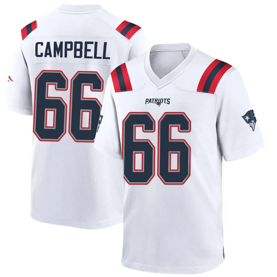 McAdo NE.Patriots #66 Will Campbell Player White Home Game Stitched Jerseys