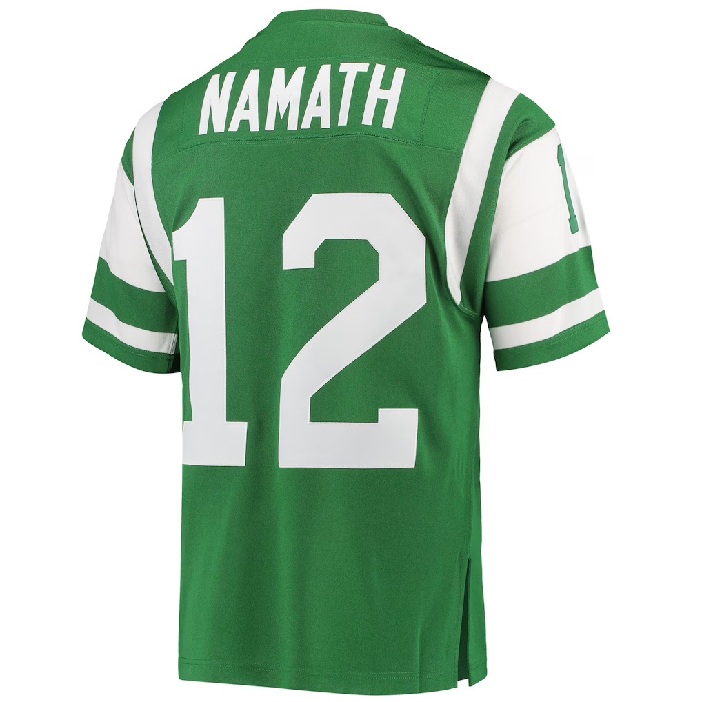 McAdo NY.Jets1968 #12 Joe Namath Mitchell & Ness Green Authentic Throwback Retired Player Puhic Stitched Jerseys