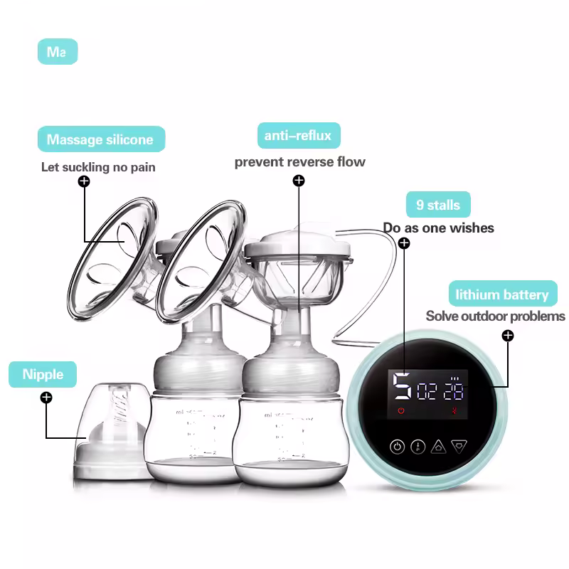 McAdo Electric Breast Pump USB BPA Free Electric Double Breast Pump with Nursing Pads And Breast Milk Storage Set Baby Feeding Gift Set
